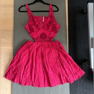 Free People Lacey Cut Out Back Maroon Dress